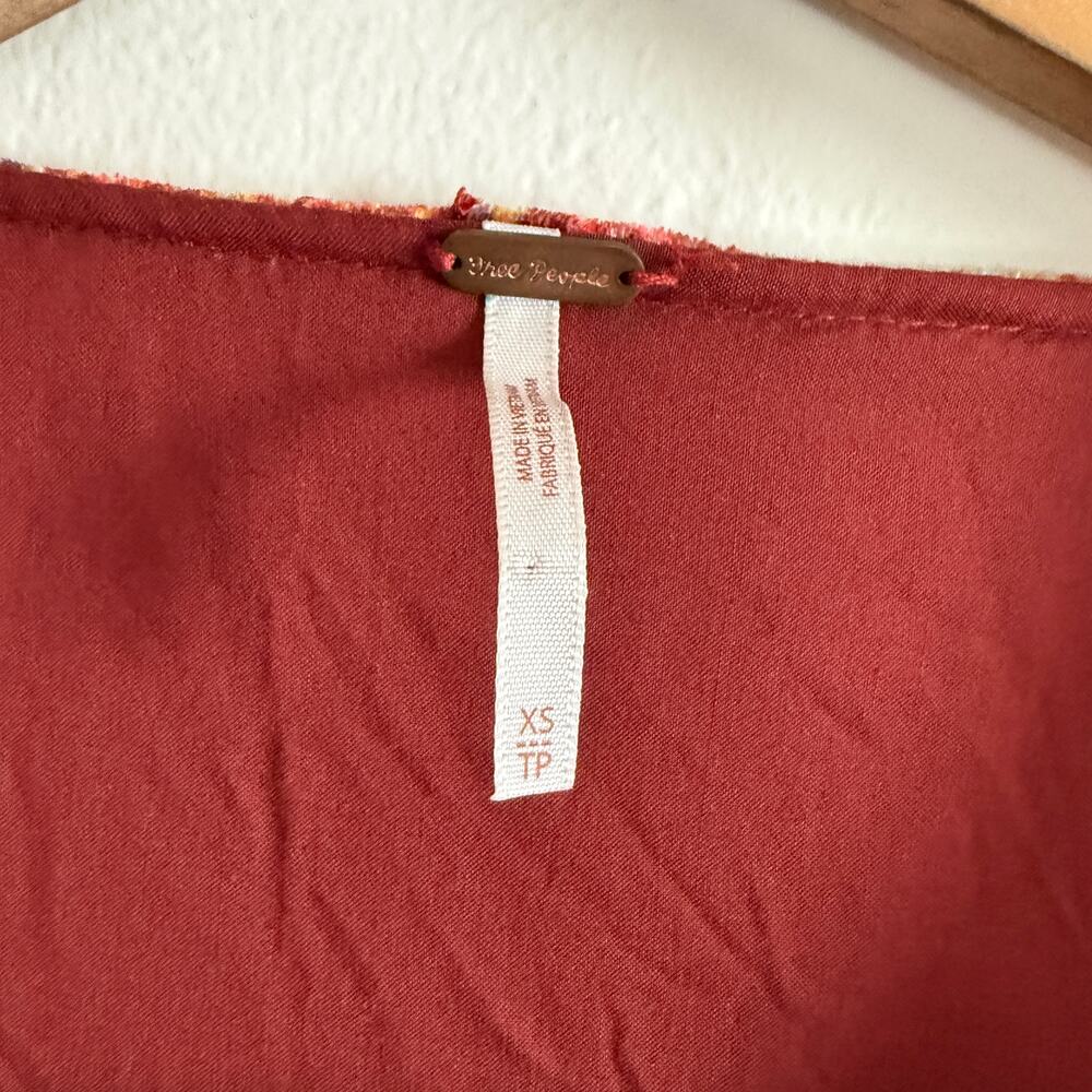 FREE PEOPLE Harper Printed Velvet Orange Flare Bell Sleeve Jumpsuit Extra Small - Picture 4 of 10